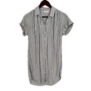 Blue/White Stripe Short Sleeve Button Down Dress (Madewell, XS)